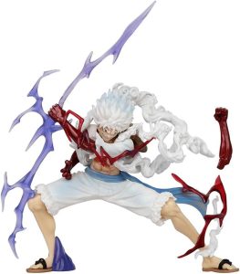 Bonecos de uma peça, boneco Luffy Thunderbolt Five Speed Nika Luffy Estátua 16 cm/6,3 polegadas Cartoon Doll Anime Action Figure Collection Ornamento Model Gift para fãs de anime