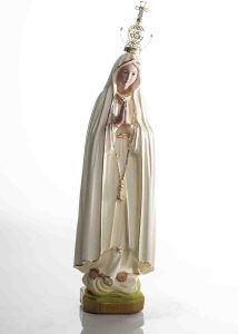 Imagem Nossa Senhora de Fátima Creme, 30 Cm, Estátua Religiosa Pintada à Mão