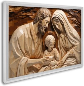 Quadro Decorativo Religioso Sagrada Família (Branco, 60x90, S/Vidro)