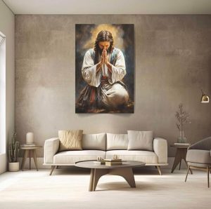 Quadros Decorativos para Quarto Hall 90x60 Jesus Cristo Sagrado Religioso Escritório Sala