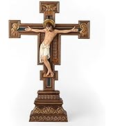 BC Crucifixo florentino católico cruz em pé para altar doméstico, cruz Cimabue para mesa, religioso...