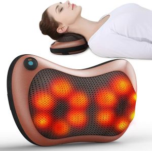 Almofada de massagem eletrônica aquecimento eletrônico, almofada de massagem amassar costas pescoço pescoço ombro, almofada de massagem amassada profunda adequada para casa e escritório