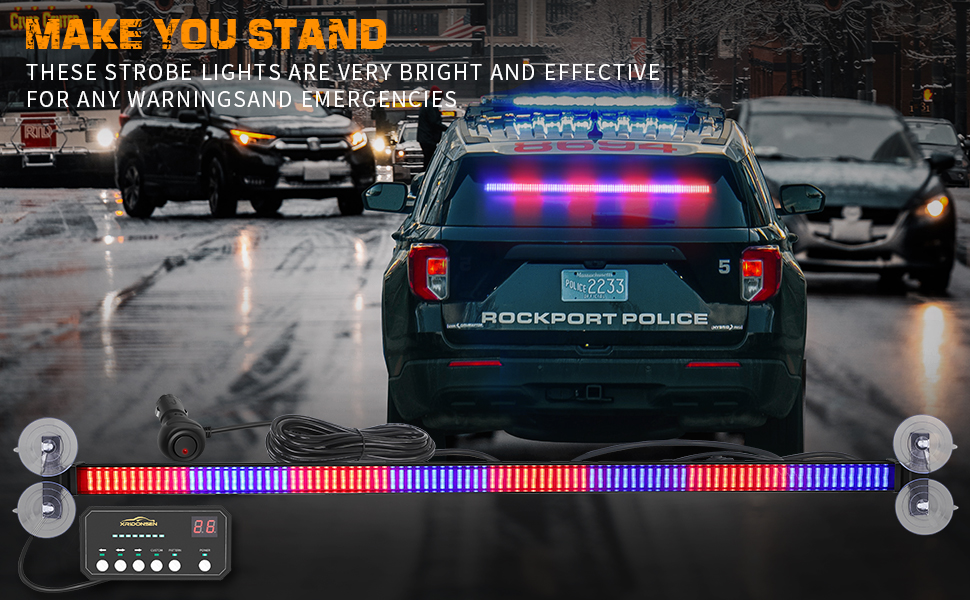 89 cm Barra de luz do conselheiro de trânsito luzes da polícia luzes estroboscópicas de emergência luzes de segurança piscando