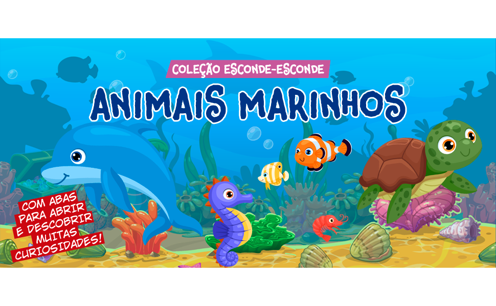 coleção esconde-esconde animais marinhos livro infantil interativo ilustrado