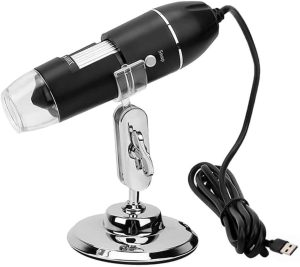 Microscópio Digital Profissional Com Cabo USB E Zoom Em HD 1600x - Portátil Ajustável Ampliação Completo Para Trabalho Computador Celular Note Biológico Exploração Analise Cientista Mini Bolso Ótico