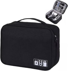 Organizador de Cabos Acessórios Eletrônicos Para Viagem Bolsa Portátil Multifuncional - LOJA ROCCAMARE (PRETO)