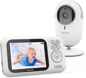 TakTark Babá Eletrônica, 3.2" Bebê Câmera, Sem WiFi, Visão nocturna, Áudio de 2 vias, Sensor de temperatura ambiente, VOX Activado por som, Transmissão Estável de Segurança