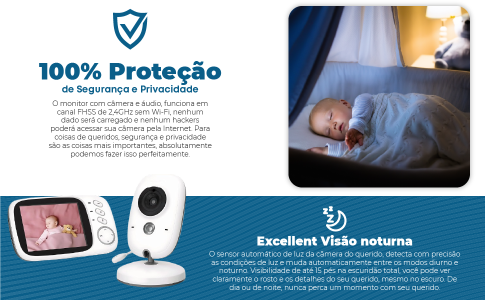 Babá Eletrônica Câmera para Bebês com Tela de 3.2",