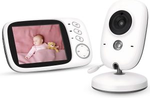 Babá Eletrônica Câmera para Bebês com Tela de 3.2", Visão Noturna Infravermelha, Áudio Bidirecional, Detecção de Som VOX, Monitoramento Temperatura, Canção de Ninar