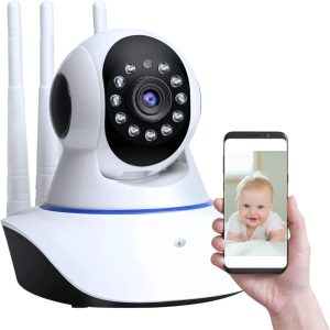 Câmera Babá Eletrônica 1080p Full HD Wifi 360 Ip Visão Noturna Microfone Áudio Segurança TKLA