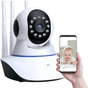 Câmera Babá Eletrônica Full HD WiFi com Rotação 360° e Visão Noturna, Microfone e Alertas de Movimento