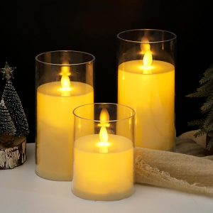 Kit 3 Velas De Led Eletrônica Transparente 7.5 * 10/12.5/15cm, Vela Eletrônica Realista Para Decoração De Festas De Casamento Em Casa，Baterias Não Incluídas