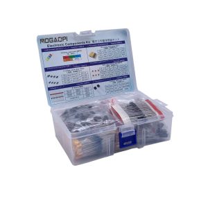 Kit de componentes eletrônicos e total de 1390 peças, diodos de LED, resistores de filme metálico, pacote de capacitor eletrolítico, diodos comuns, capacitores de cerâmica, caixa sortida de transistor comum