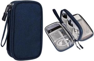 Bolsa Organizadora para acessórios eletrônicos Portátil e Impermeável - Organizador para Cabos e Acessórios, eletrônicos, unidades USB e carregadores (Azul)