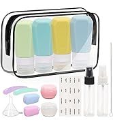 FYY Conjunto de 16 garrafas de viagem para artigos de higiene pessoal, aprovado pela TSA, garrafas de viagem de silicone à prova de vazamento...