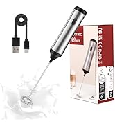 FYY Espumador de leite portátil, máquina elétrica de espuma com batedor de aço inoxidável, espumador recarregável D...