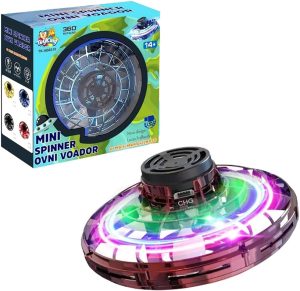 Brinquedo 2 em 1 Disco Spinner Voador Pião Eletrônico c/Luz