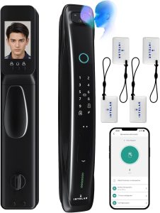 Fechadura Eletronica com Camera,3D Reconhecimento Facial Fechadura Digital de porta 7 em 1 sem Chave, Smart Lock Tuya WiFi APP