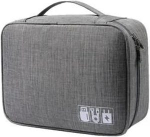 Estojo Organizador Bolsa Para Cabos E Acessórios Eletrônicos (Cinza)