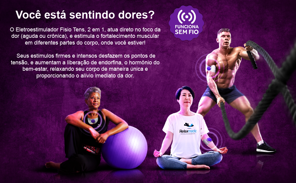 Estimulador de Pulso Eletrônico Fisio Tens Control Relaxmedic