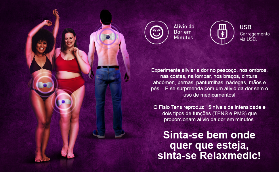 Estimulador de Pulso Eletrônico Fisio Tens Control Relaxmedic