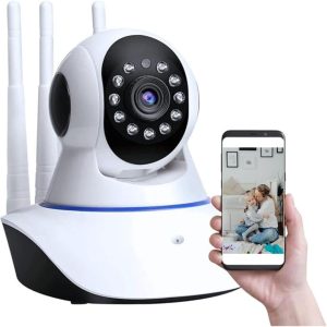 Câmera De Segurança Ip Premium - Babá Eletrônica - 1080p Full Hd - Wifi - 3 Antenas - Visão Noturna Áudio