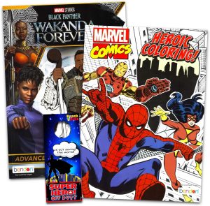 Super conjunto de livro de colorir dos Vingadores da Marvel para crianças, adultos – Pacote com 2 livros de colorir de super-heróis avançados com Homem de Ferro, Capitão América, mais | Livros de colorir de super-heróis dos Vingadores
