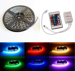 FITA LED RGB 5050 5M IP65 COM CONTROLE E FONTE