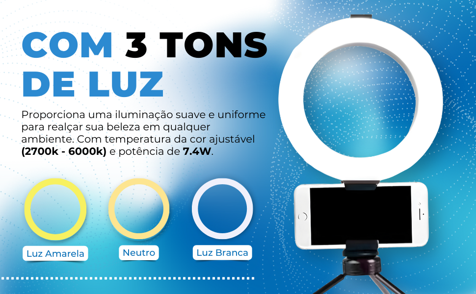 Ring Light, Iluminador, Luz Para Maquiagem, Iluminador Para Foto e Vídeo, Ring Lihgt