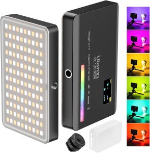 Luz de vídeo ULANZI VL120 RGB, Luzes de vídeo de bolso LED On-Camera, Bateria recarregável embutida 3100mAh, 360 efeitos de luz Full Color 20, CRI≥95 2500-9000K Painéis de LED para registro