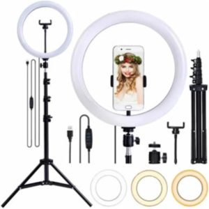 Ring Light Led 26cm 10p Tripé 210cm Selfie Youtuber Maquiagem Estetica Com Suporte Para Foto