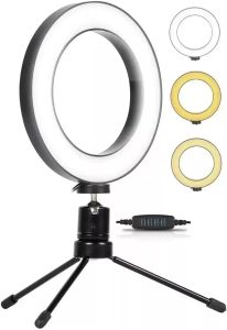 Ring Light Com Tripé Dimmer Youtuber Iluminador Selfie Pro Anel de Luz LED Suporte para Celular Ringlight 16cm 20cm 26cm Colorido 33cm - BELLA NET (Ring Light 16cm)