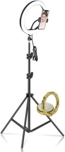 Iluminador Ring Light 26 cm USB com tripé 2.10 metros + Suporte Celular CBRN14606
