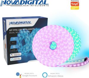 Kit Fita LED Inteligente Wi-Fi 10 Metros, Compatível com Alexa e Google Assistant NovaDigital