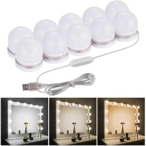 Kit Luz Camarim 3 Cores 10 Lâmpadas Led Auto-colantes Brando Quente Morno e Fria Com Controle
