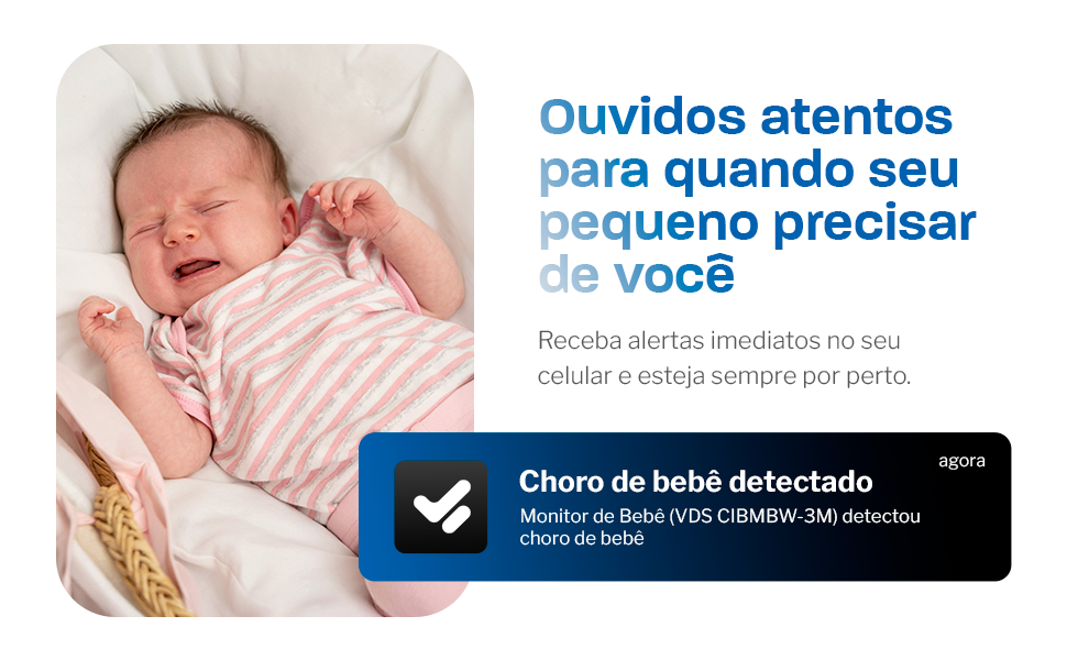 bebê chorando ao lado da notificação do aplicativo Velds