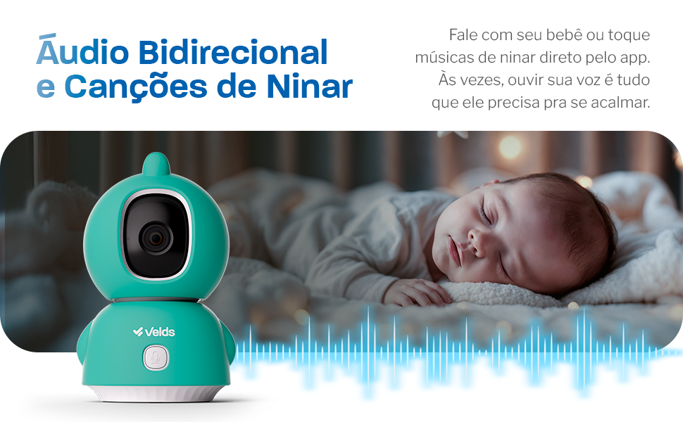 bebê dormindo ao lado câmera bebê simulando áudio bidirecional e canções de ninar