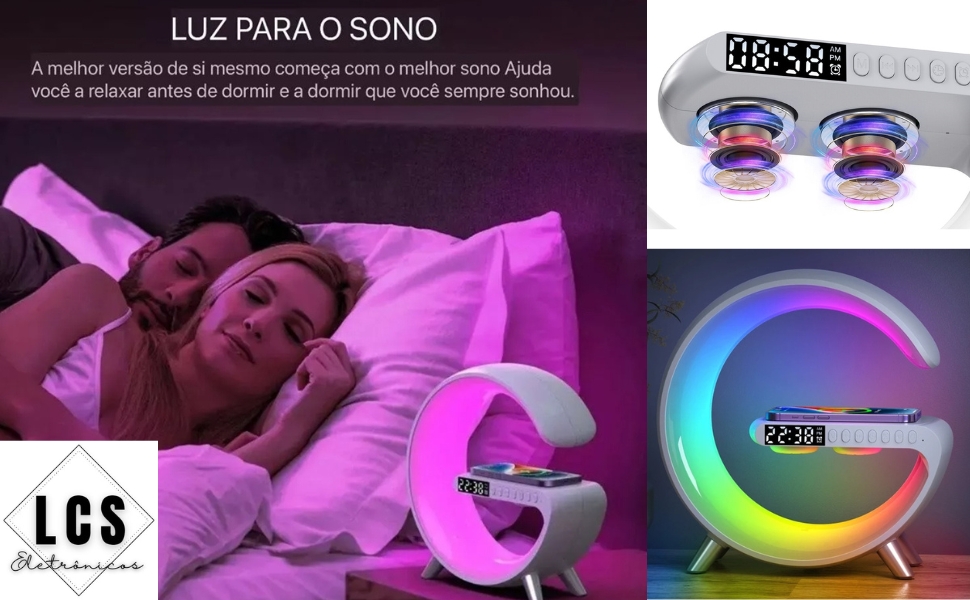 Luminaria google, luminaria rgb, G speaker, caixa de som bluetooth