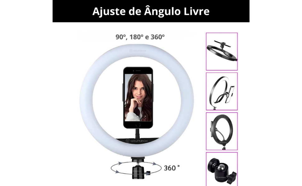 RIng Light com Tripe para Celular; RIng Light Profissional Gravação; Kit Gravação; Kit Youtuber;