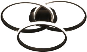 Zamp Lamp - Lustre Plafon Sobrepor Luminária Redondo Aro Anéis LED 3 Temperaturas de Cor - Dourado Preto Moderno para Teto, Bivolt 45W, Eficiência Energética, Feito em Alumínio e Silicone (Preto)