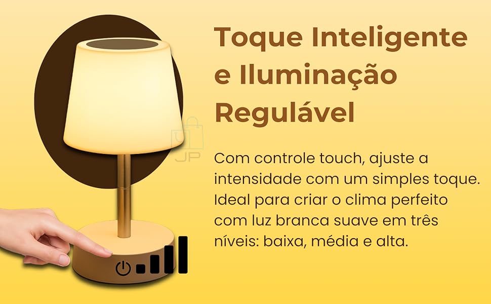 Abajur de mesa recarregavel touch led sem fio ajustavél luminária