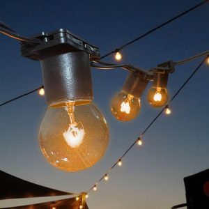 Varal Luzes Aljatec Até 25 metros Preto Lamp Clara 15w Area Externa Gambiarra Casamento Jardim (Preto - 127V, 15 Metros)