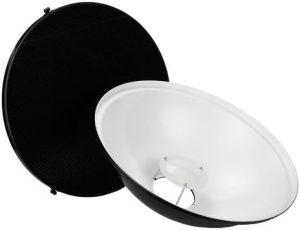 Fotodiox Prato Pro Beauty de 55,88 cm com grade de favo de mel e anel de velocidade para Balcar, iluminação branca, estroboscópica X800 e mais