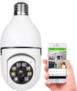 Camera de Segurança IP Wifi inteligente Externa Lâmpada 360 Sem Fio Infravermelho Panorâmica Giratória 1080P HD Visão Noturna Resistente a Àgua com Rastreamento Automático Segurança