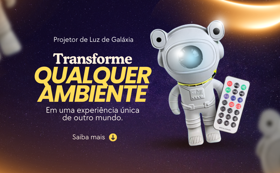 Projetor de Luz de Galáxia, Transforme qualquer ambiente em uma experiência única de outro mundo.