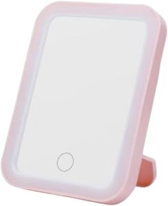 Espelho Maquiagem Com Touch E Borda Luz De Led Mesa Espelho Facial Portátil (Rosa)