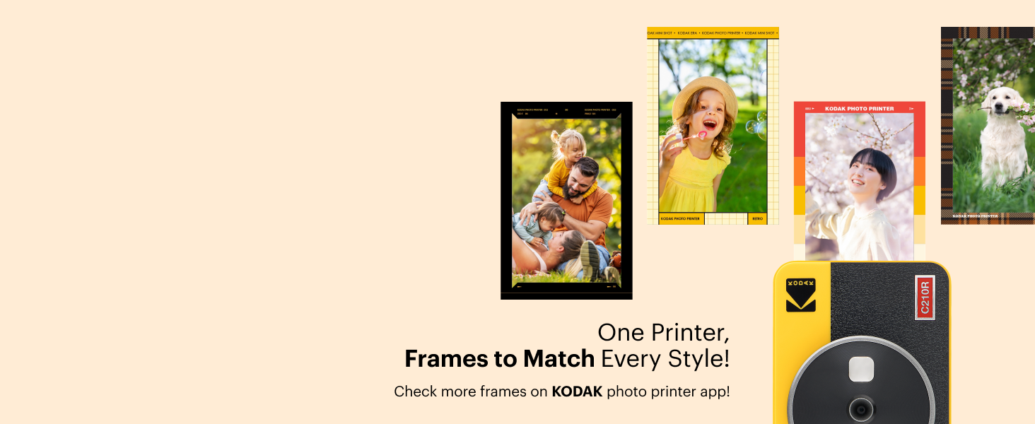 Escolha molduras e faça edições através do aplicativo gratuito de impressora de fotos Kodak