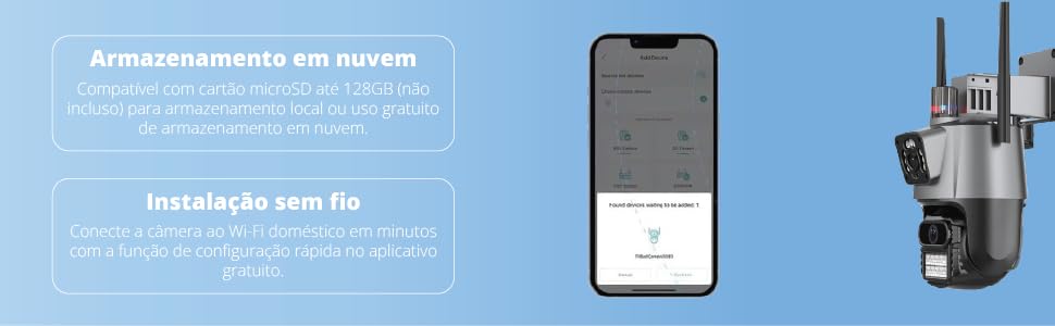 Câmera Segurança Wifi IP Dupla Lente Visão Noturna