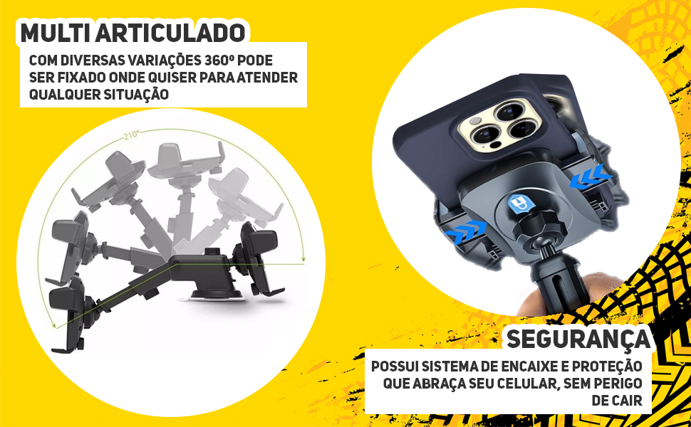 Suporte de Celular para Carro , Apoio Veicular de Celular GPS Smartphone C/Ventosa