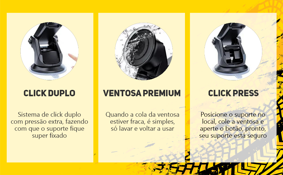 Suporte de Celular para Carro, Apoio Veicular de Celular GPS Smartphone C/Ventosa